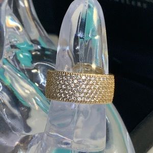Gold Sterling Silver Pave’ Ring